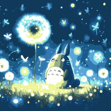 Картина за номерами з підсвічуванням "Аніме. Тоторо. Лісові вогники" 25х25 см