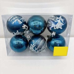 Ялинкові прикраси кульки 6 шт. D=5,5 см глітер (120)