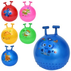 Мяч для фитнеса 45см, с рогами, 370-380г, 5 цветов/микс видов (животное, динозавр), в п/е, 16-18-6см /40/