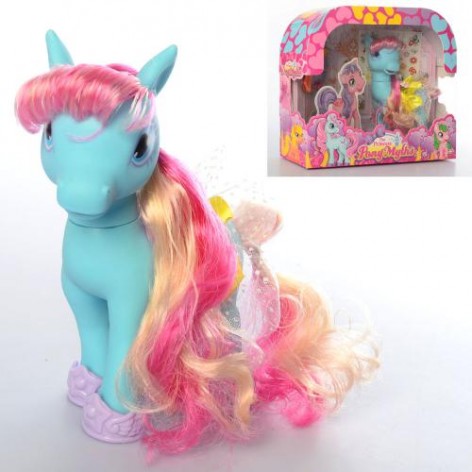 Конячка Little Pony, 16 см, гребінець, шпильки, наклейки, в коробці, 25,5-22,5-8 см