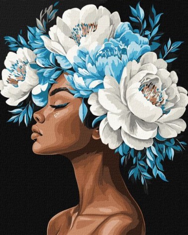 Картина по номерам - "Голубая гармония" с красками металлик extra ©victoria_art___, 40х50см