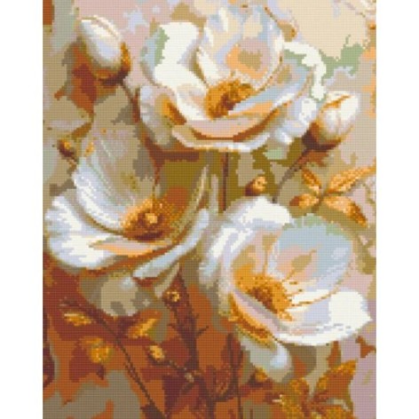 Алмазная мозаика "Белые цветы" 40х50 см