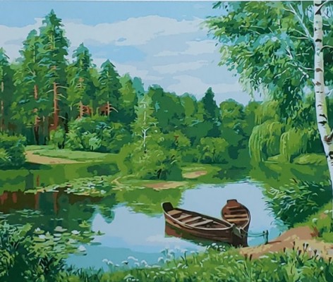 Набір для розпису по номерах Літній пейзаж Strateg розміром 40х50 см (GS095)