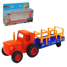 Трактор с прицепом Синий оранжевый трактор