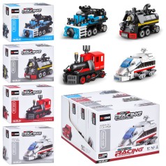 Конструктор железнодорожный транспорт, от 98 деталей, 4 вида, /18/72/4шт в кор. 21-18-13см