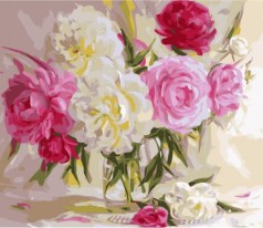 Набір для розпису по номерах Акварельний букет півонії Strateg розміром 40х50 см (GS1136)