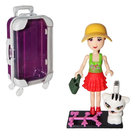 Лялька у валізці Мандрівниця, у жовтому капелюшку