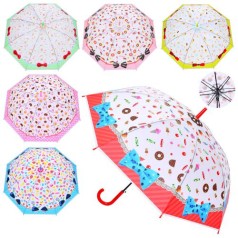 Зонт дитячий 82см, тростина 75см, діаметр 99см, спиця 58см, клеєнка, 6 видів, п/е 