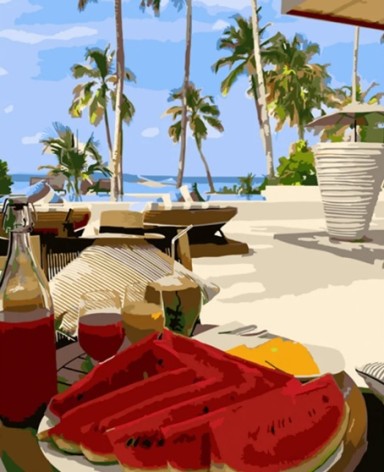 Набір для розпису по номерах Кавун на морі Strateg розміром 40х50 см (HH013)