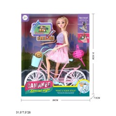 Кукла 28см KQ197A с велосипедом и животным кор.31,5*7,5*26 /48/