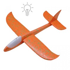 Пенопластовый самолет пенолет, 48 см, со светом (оранжевый)