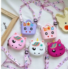 Детская сумочка силиконовая 5 видов, на змейке, 1 отделение, регулируемая ручка