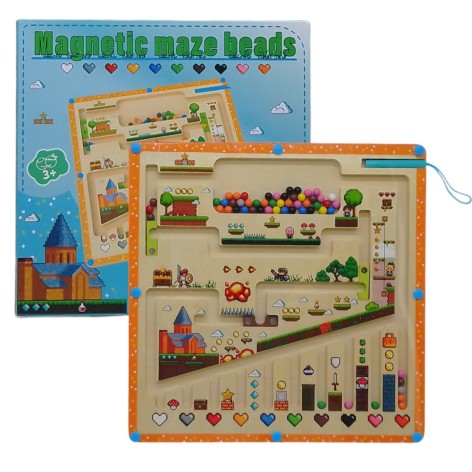 Дерев'яна магнітна гра “Комп'ютерна гра”, магнітний стілус, рухомі платформи, у коробці