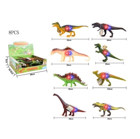 Динозавр іграшковий, що світиться, 8 видів, на батарейках, розмір виробу 25 см
