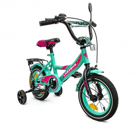 Велосипед детский 2-х колесный 12'' 211204 (1 шт) Like2bike Sky, бирюзовый, рама сталь, со звонком, ручной тормоз, сборка 75%