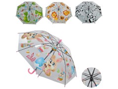Парасолька дитяча трост61см,діам84см,спиця49см,довж66см,свисток,клейонка,4 види,п/е 