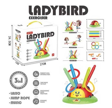 Кільцекид  2в1, стрибалка, обертається, світло, 2 режими: з музикою і без, 12 кілець,  в кор. 