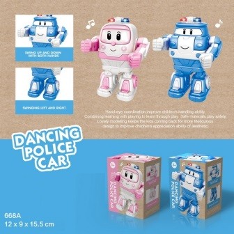 Робот 668A RoboCar Poli на батарейках, музика, світло, танцює, 2 кольори коробка 16*9*12