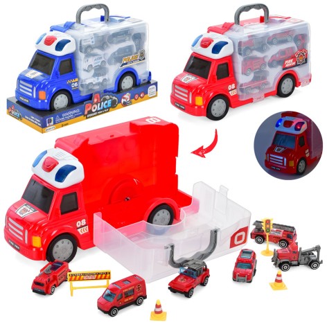 Набір машинок у валізі-машині 6шт звук світло на батарейках 2 види (9)