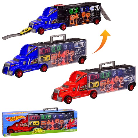 Трейлер іграшковий типу у наборі авто, знаки, у коробці 48*10,5*13,5 см