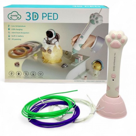 3D ручка (Розовая) (подставка, 3 цвета пластика в комплекте)