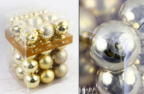 УЦЕНКА 30% Новогодние украшения 48 штук, шарики, в слюде  