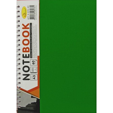 Блокнот пружина сбоку зеленый