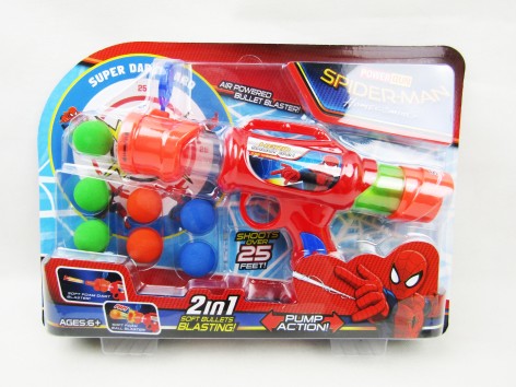 Детское Помповое оружие супергерои с шариками 37*4*26
