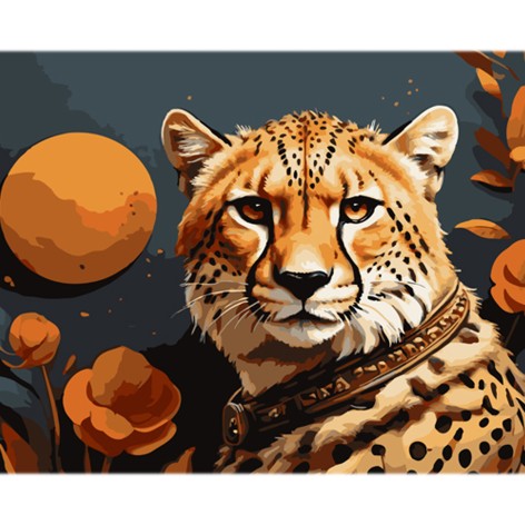 Набор для раскраски по номерам Величие гепарда Strateg на цветном фоне размером 40х50 см (MZ031)
