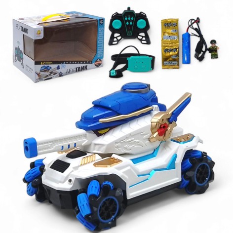 Танк на радіокеруванні Qi Xing Er Toys з пультом і браслетом стріляє орбізами білий (168-9B)