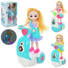 Лялька скутер, 23см, музика, світло, їздить, 3 кольори, на бат-ці, в кор-ці, 13-24-10,5см 