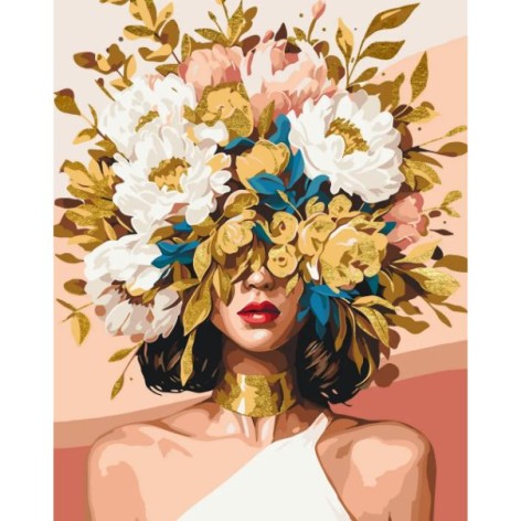 Картина по номерам "Нежная девушка в цветах" 40*50 см