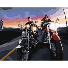 Набір для розпису по номерах Брутальні байкери Strateg розміром 40х50 см (GS395)