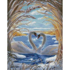 Набор для творчества алмазная картина Любовь лебедей Strateg размером 30х40 см (KB026)