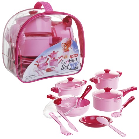 Набір іграшкового посуду Cooking Set (25 шт.) рожевий