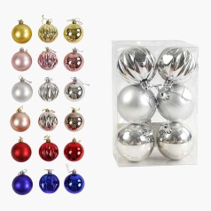 Новорічні прикраси на ялинку 6 штук кульки D=5,5 см мікс видів (120)