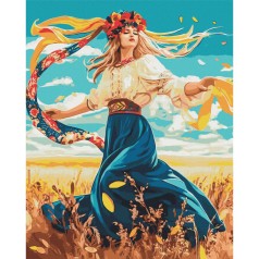 Картина по номерах "Дівчина з квітковим вінком" 40x50 см