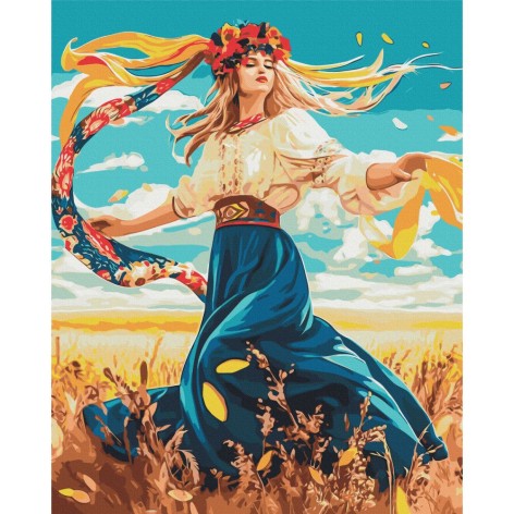 Картина по номерах "Дівчина з квітковим вінком" 40x50 см
