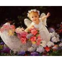 Алмазная мозаика по номерам 30*40 ангелочек карт уп. (холст на раме)