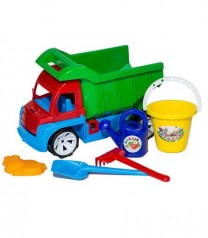 Машинка игрушечная грузовик Алекс с ведром, лейкой, пасочкой, лопата+грабли Бамсик