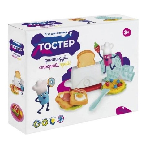 Набор для детского лепления "Тостер", 4 баночки с тестом для лепления