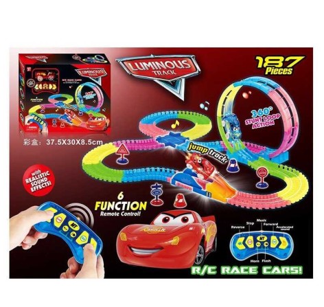 Р/К трек світло, звук, 187 елементів, трека 425 см, дорожні знаки, в кор. 