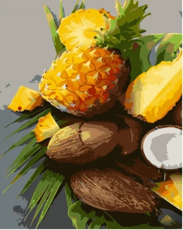 Набір для розпису по номерах Ананас та кокос Strateg розміром 40х50 см (GS1294)