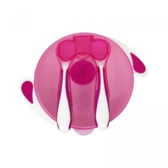 Тарелка на присоске с ложкой и вилкой (МАЛИНОВА)