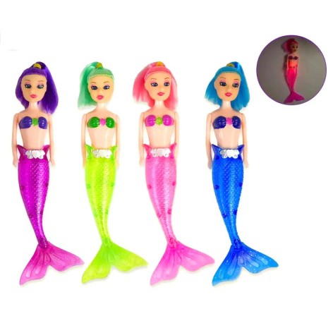 Кукла ст. 699-112 (360шт/2) 4 вида, со светом, русалка, 19см, пакет. 24,5*7,5 см