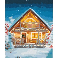 Картина за номерами: Казковий новорічний будиночок
