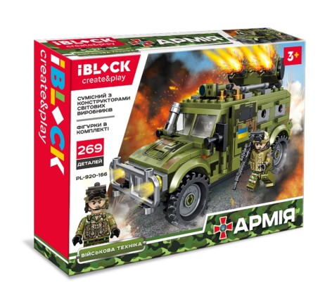Конструктор Iblock Армія, 269 деталей, у зібраному вигляді коробка 28*6*21 см