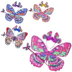 Набір аксесуарів набір карнавальний, метелик, крила 45-37см, обруч, чарівна паличка 34см, 4 види, у п/е 49,5-37-3см 