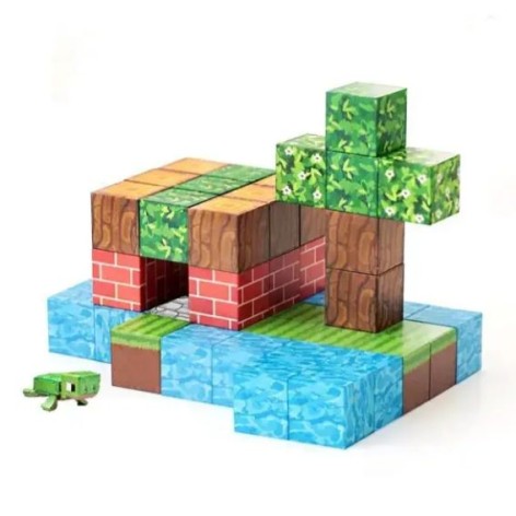 Конструктор магнитный "Майнкрафт/Minecraft" 49 элементов, фигурки героев, в коробке