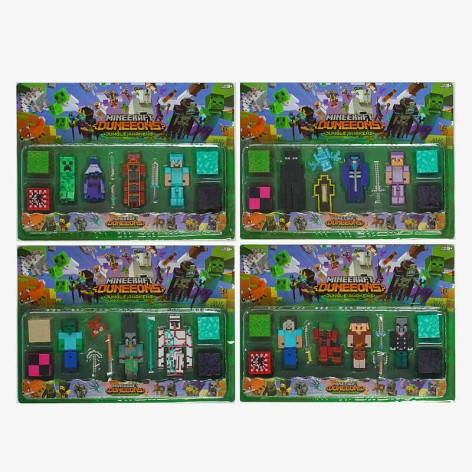 Набір героїв 4 види, зброя, кубики, на листі, мікс видів 